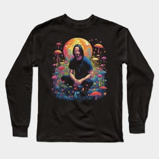 Keanu Reeves Psychedelic Zen Meditation Mushroom Garden Long Sleeve T-Shirt